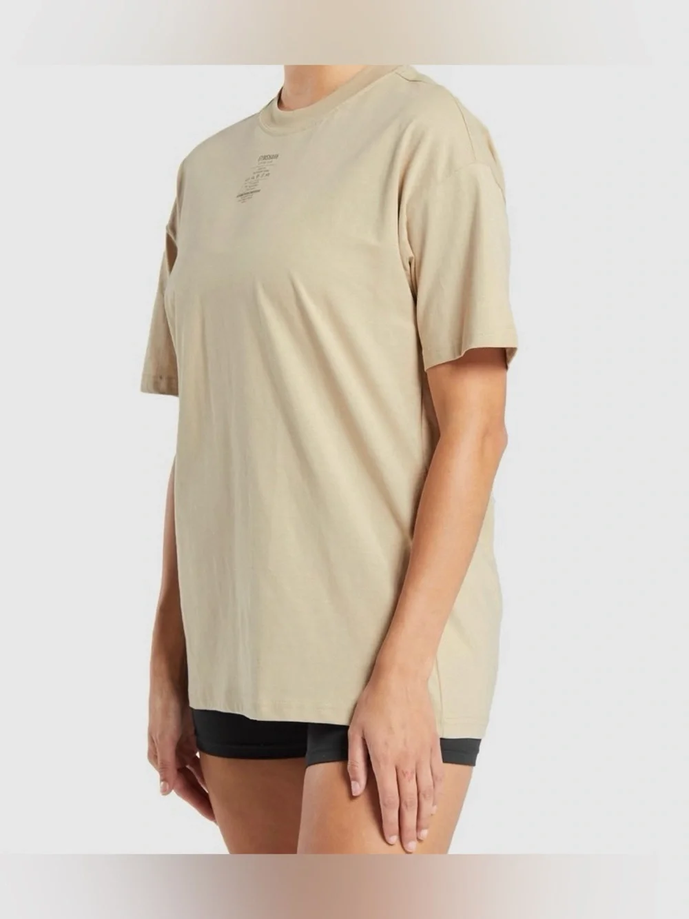 GYMSHARK Women’s XL Minimal Oversized T-Shirt Lifting Club Tan - Picture 3 of 14